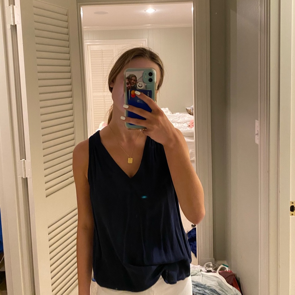 navy v neck tank